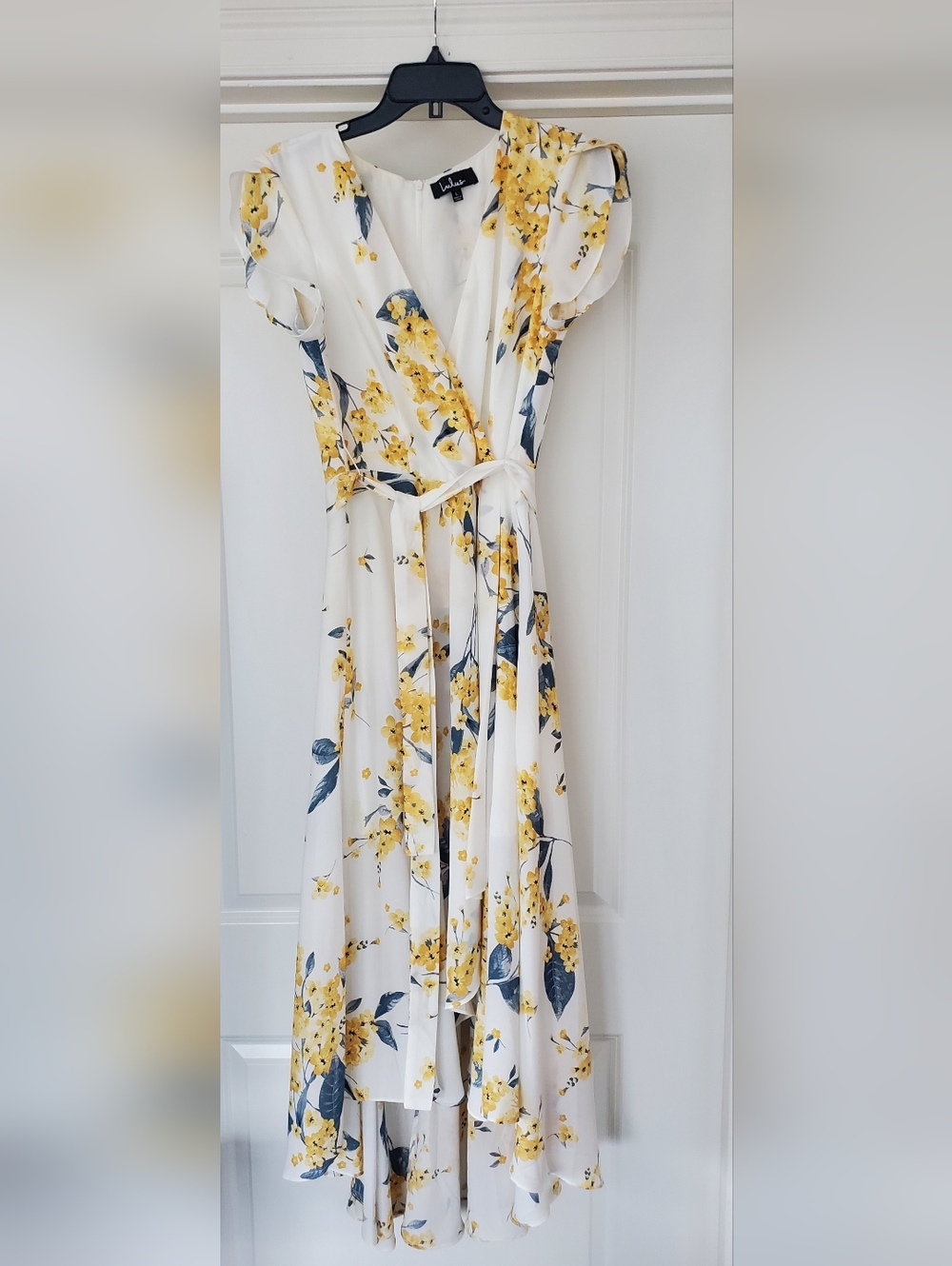 Lulu's French Countryside White & Yellow Floral Print High-Low Dress